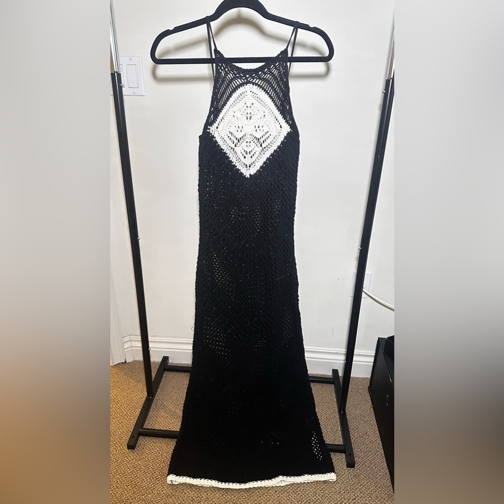 Zara black and white dress long